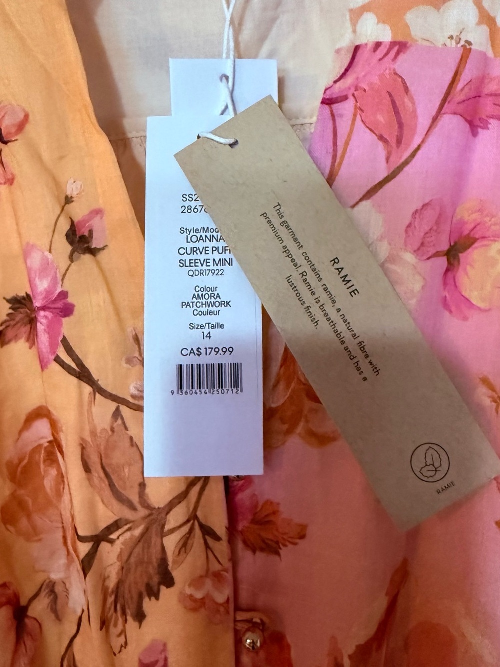 Ever New Patchwork Floral Puff Sleeve Dress in Peach and Pink - Picture 8 of 13